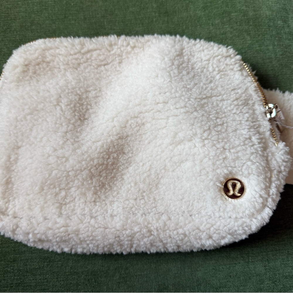 Lululemon Cream Sherpa Zip Pouch